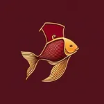 maroon fez with a gold fish symbol image